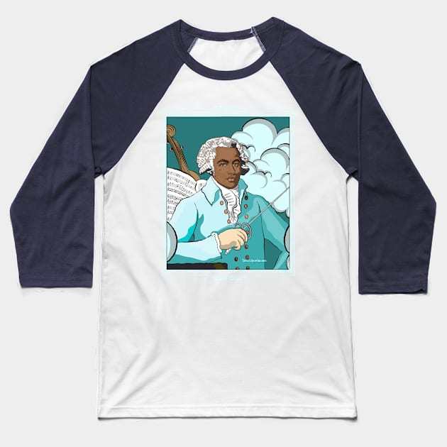 Portrait of Joseph Bologne Turquoise Baseball T-Shirt by VioletAndOberon